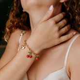 Cherry Strawberry Heart Charm Chain Bracelet